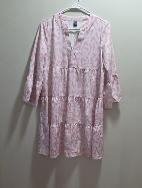 Pink Tiered Animal-Print Tunic Dress - Unknown Brand